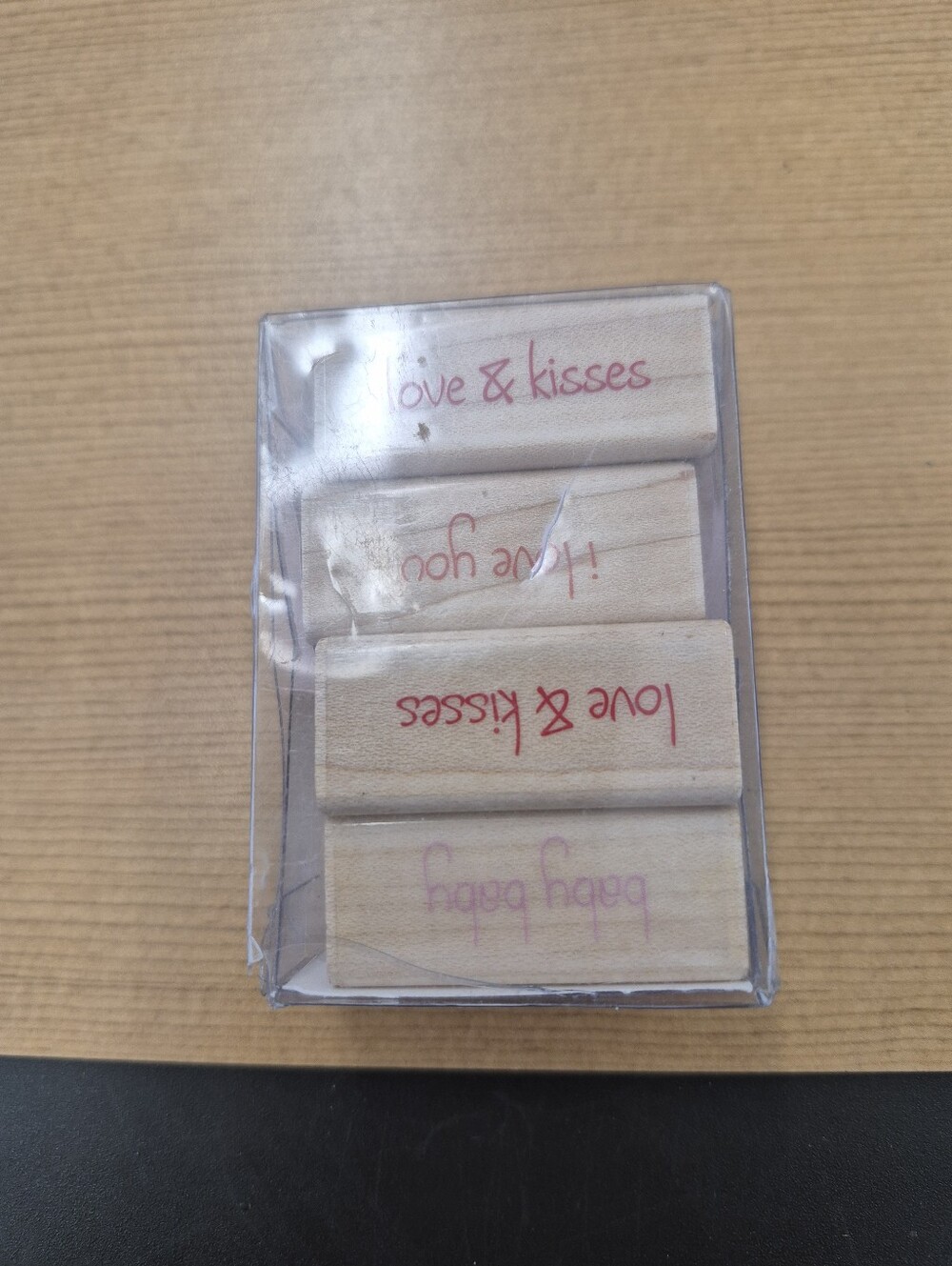 Rubber Stampede Natural Wood Sentiment Stamps - Love & Kisses (Set)